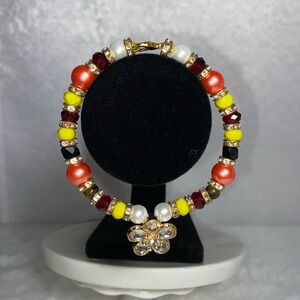 natural stone bracelet with flower charm